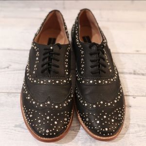 Steve Madden Womens Lace Up Leather Studded Crystal 8.5